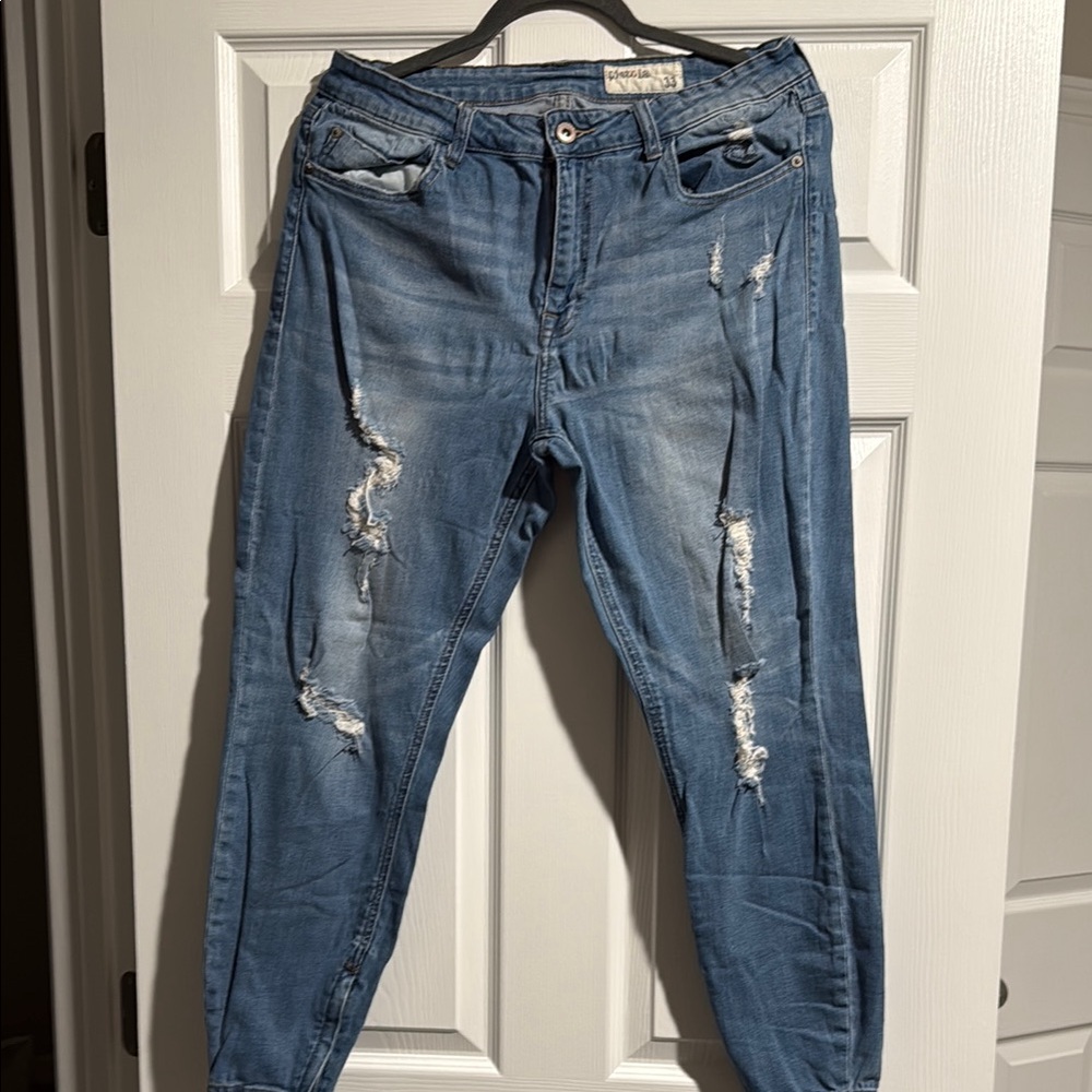 Distressed Blue Jeans